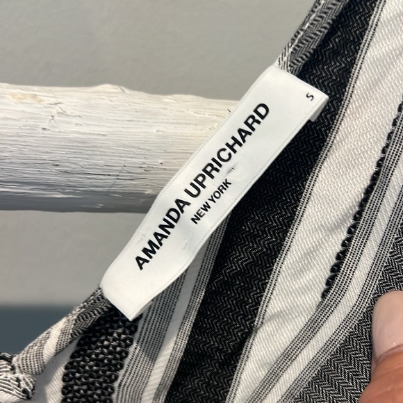 Amanda Uprichard Monochrome Striped wide leg belted jumpsuit size small - Picture 5 of 8